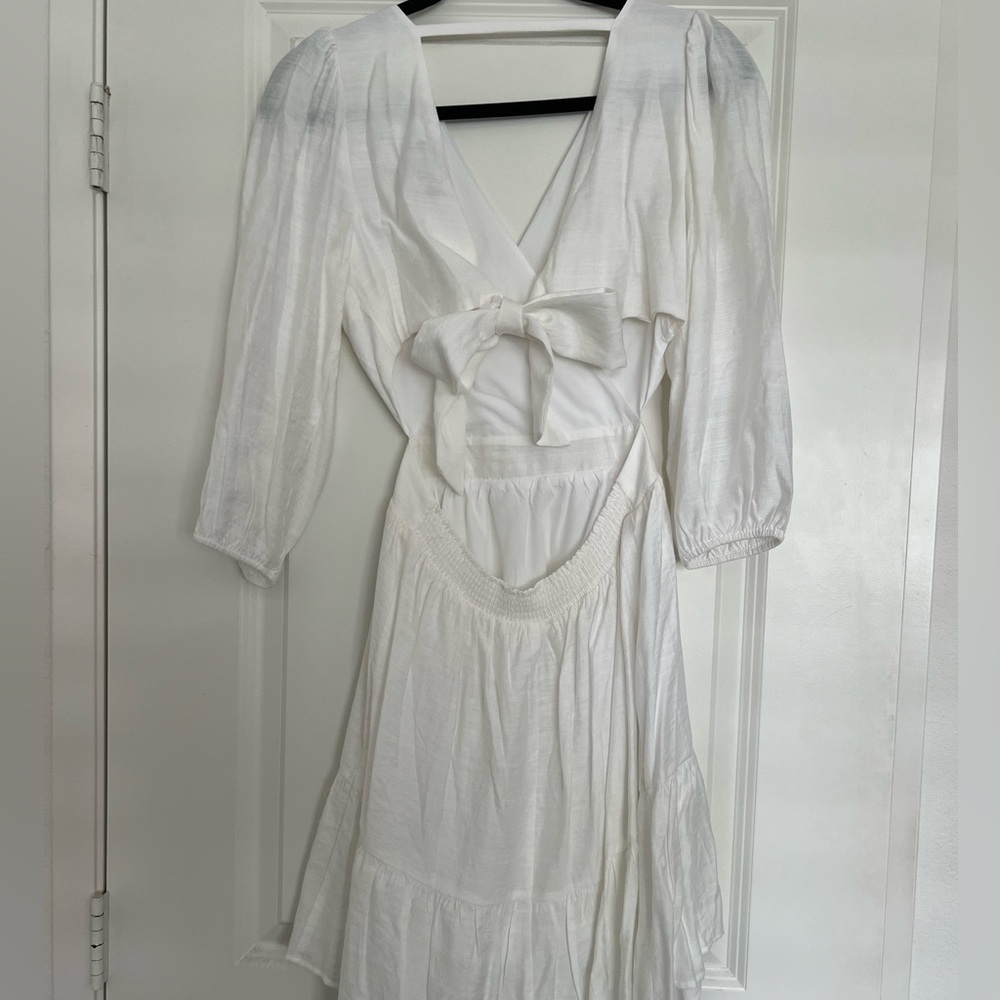 Solid Tie Back Ruffle Hem Mini Dress - image 4